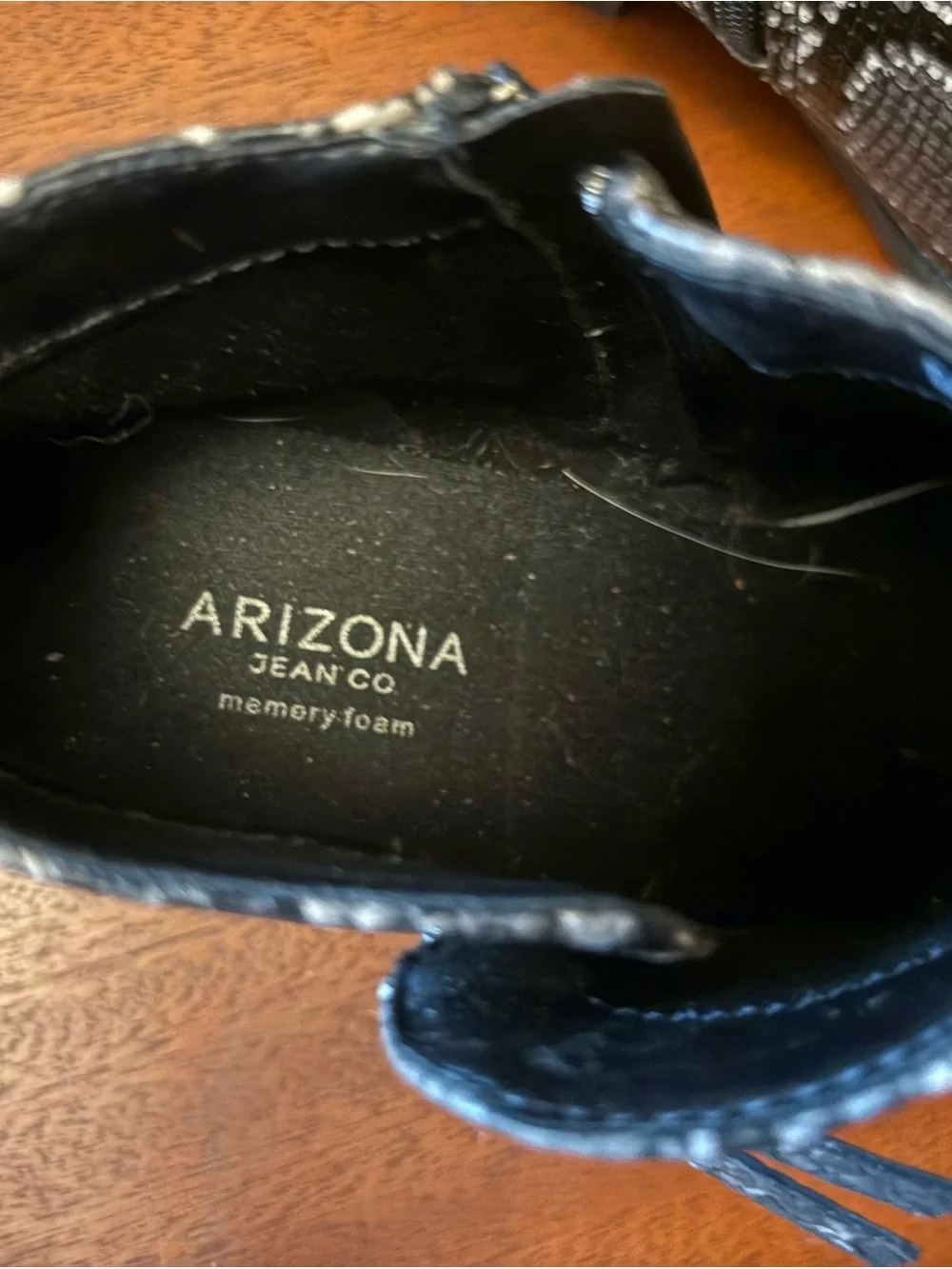 Arizona Jean Company Black & Gray Snake-Print Ankle Booties Size 8
